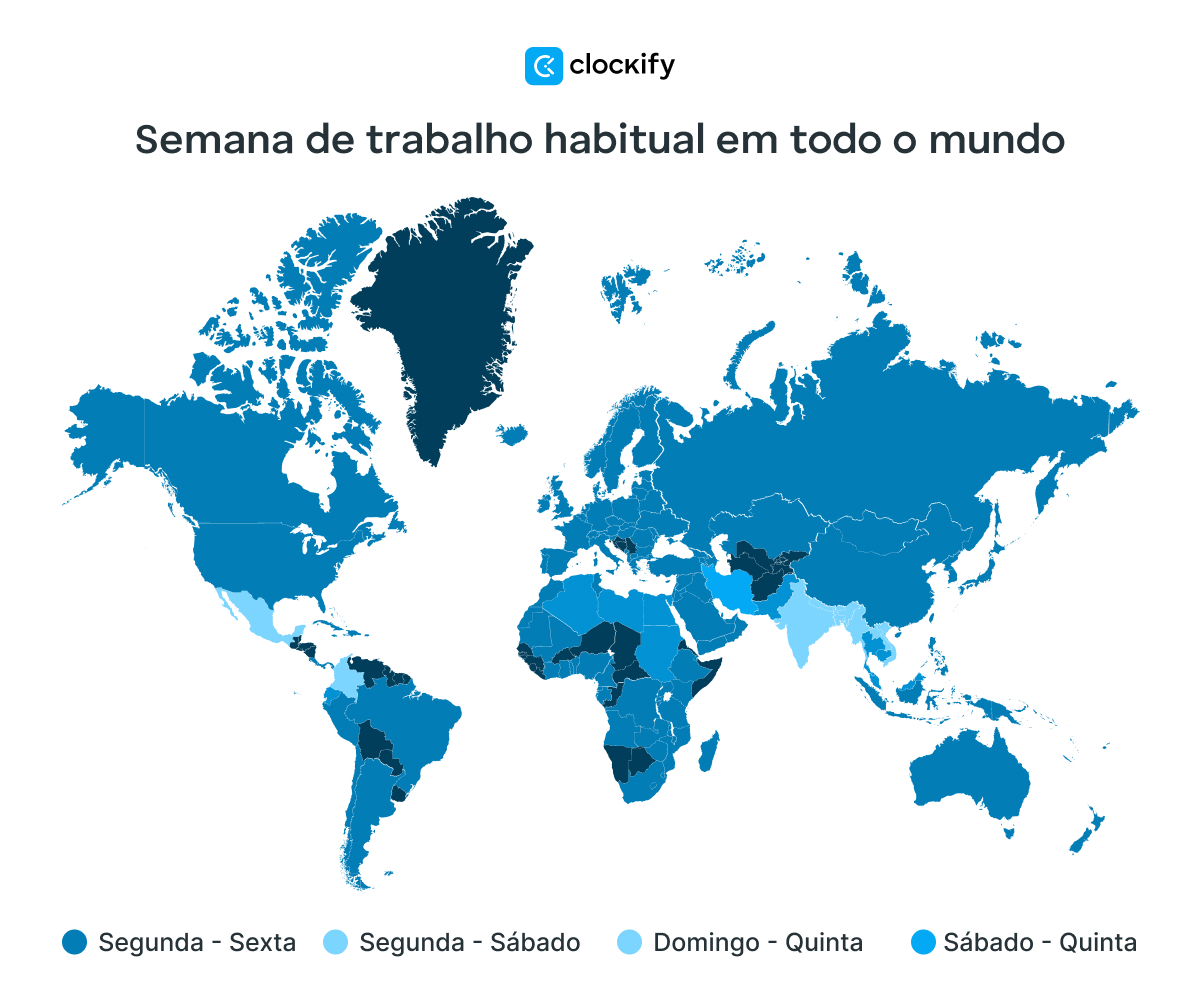 Semana de trabalho normal em todo o mundo