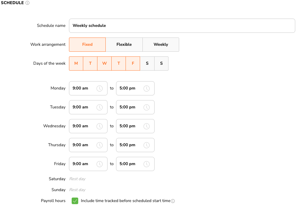 Work arrangements in Jibble