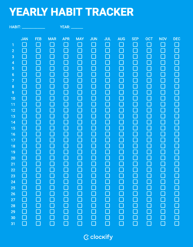 Yearly Habit Tracker Screenshot