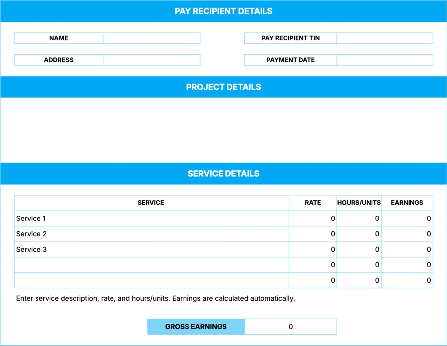Contractor Pay Stub Template With a Calculator