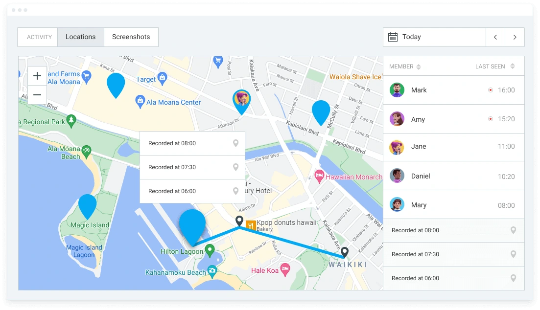 Locations feature in Clockify
