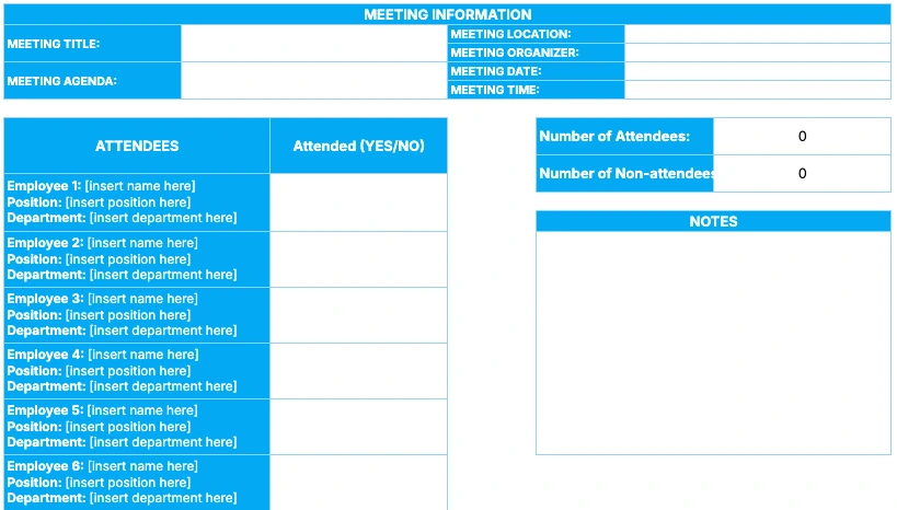 Meeting attendance template