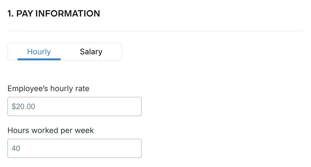 Providing pay information for hourly employees
