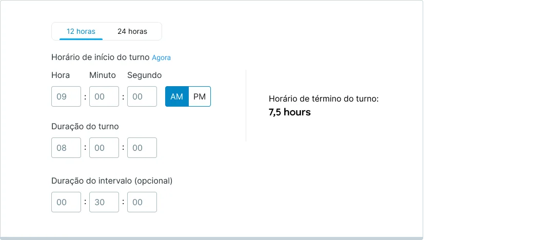 Calcule a hora de término