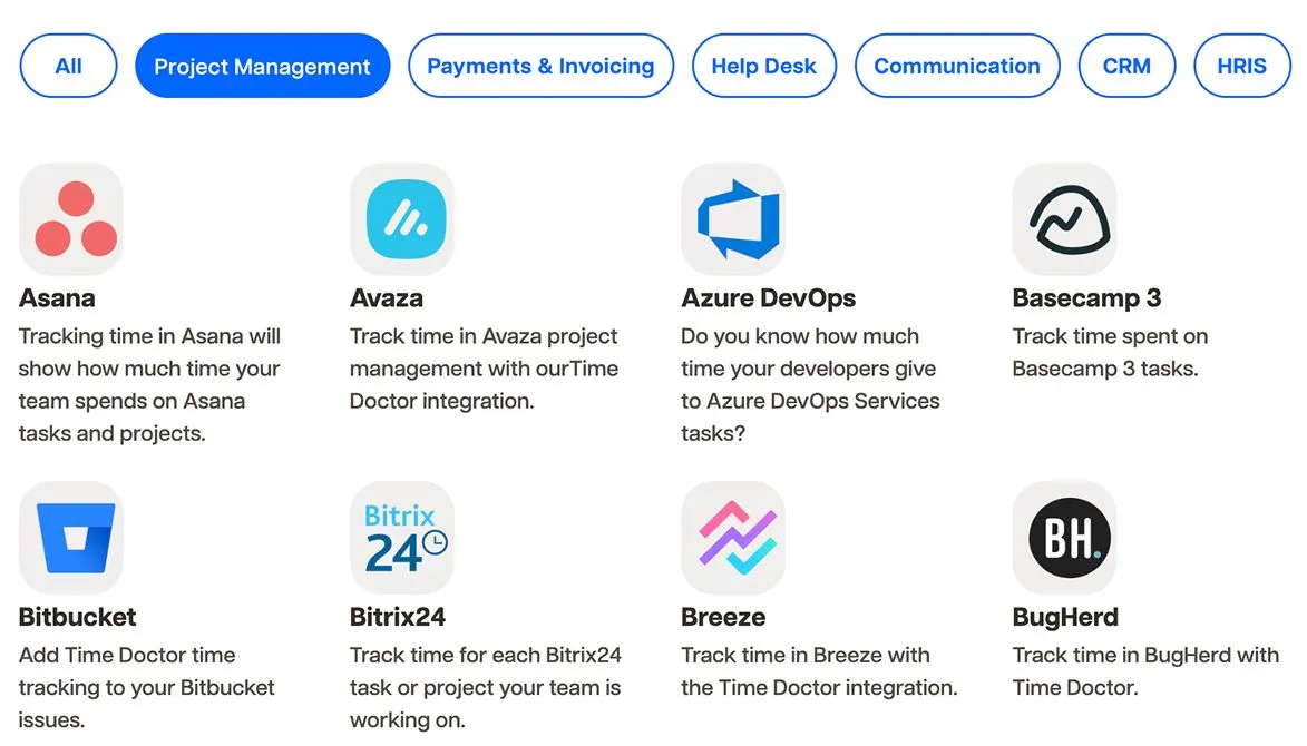 Time Doctor integrations