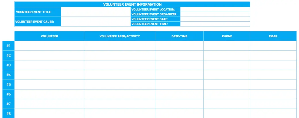 Volunteer sign-in template